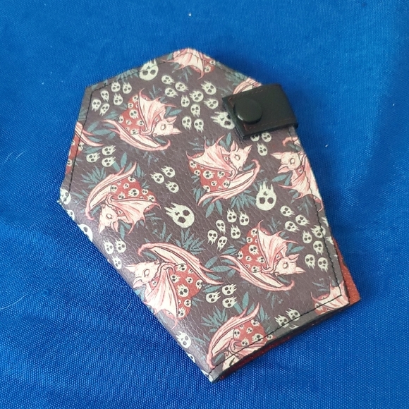 Handbags - Gothic Coffin-Shaped Wallet with Skull and Bat Design